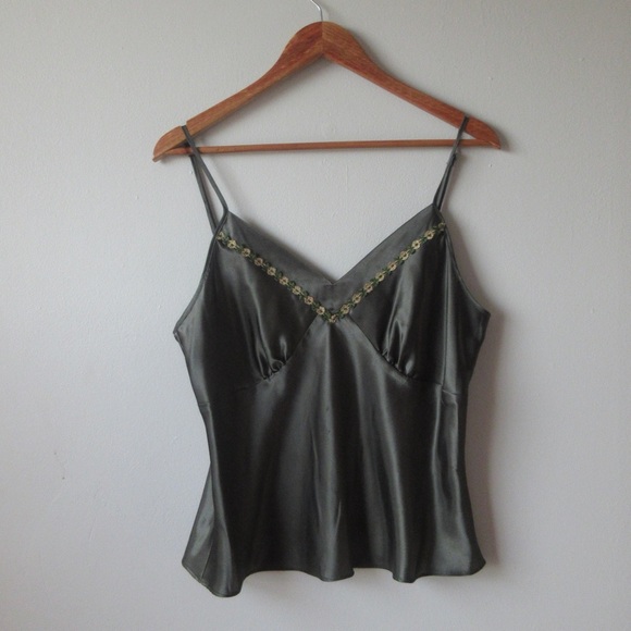 silky dark green babydoll cami top (nine west)🌟 - Picture 3 of 6